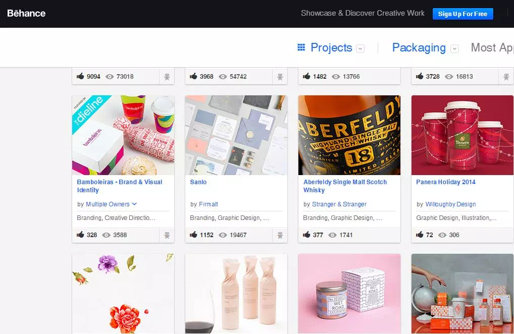 Behance - packaging design website