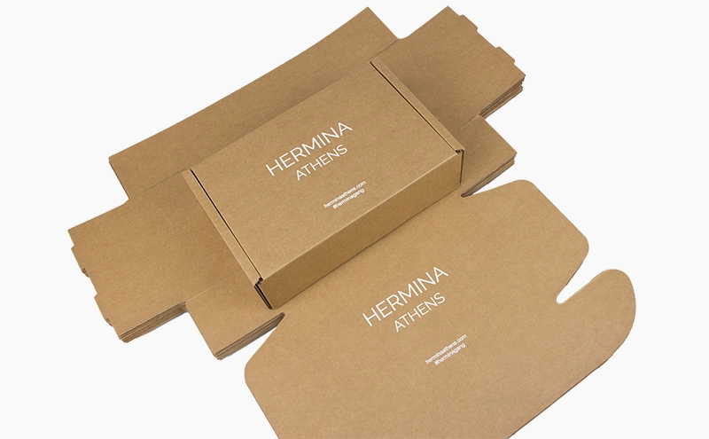 flat shipped E flute corrugated printed box, mailing box
