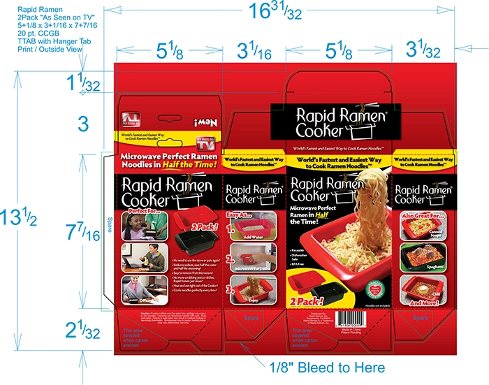artwork dieline for the TTAB box with the hanger tab