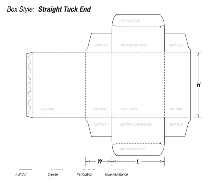 straight tuck end paper box dieline free making