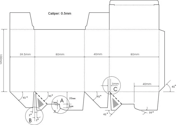 auto bottom paper box dieline