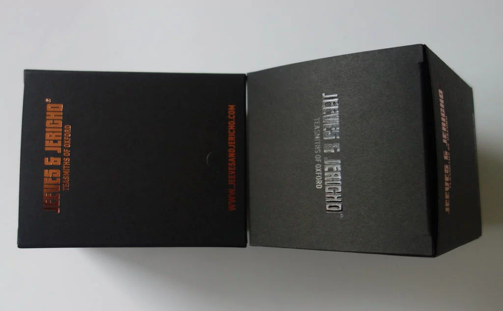 black paperboard box
