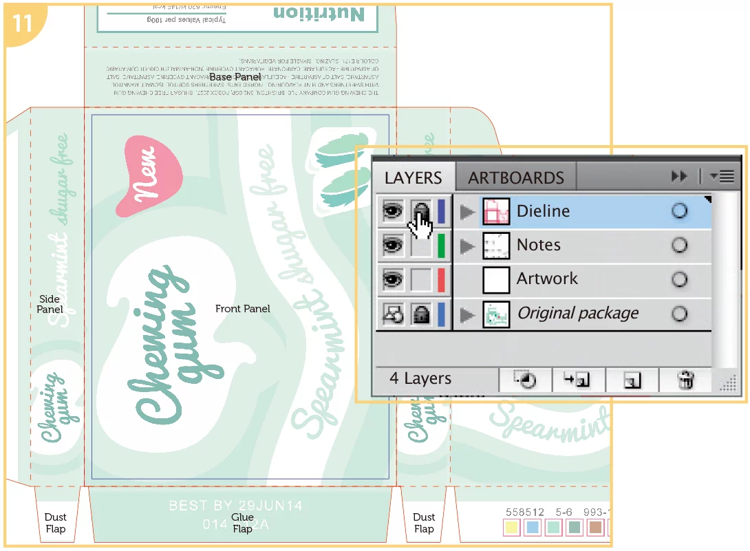 lock-original-layer, paper box dieline template