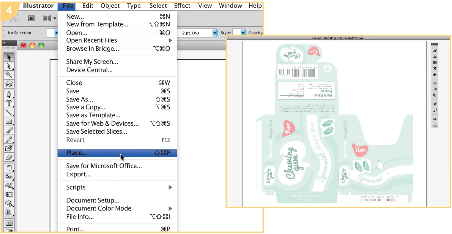 placing your artwork, paper box dieline template