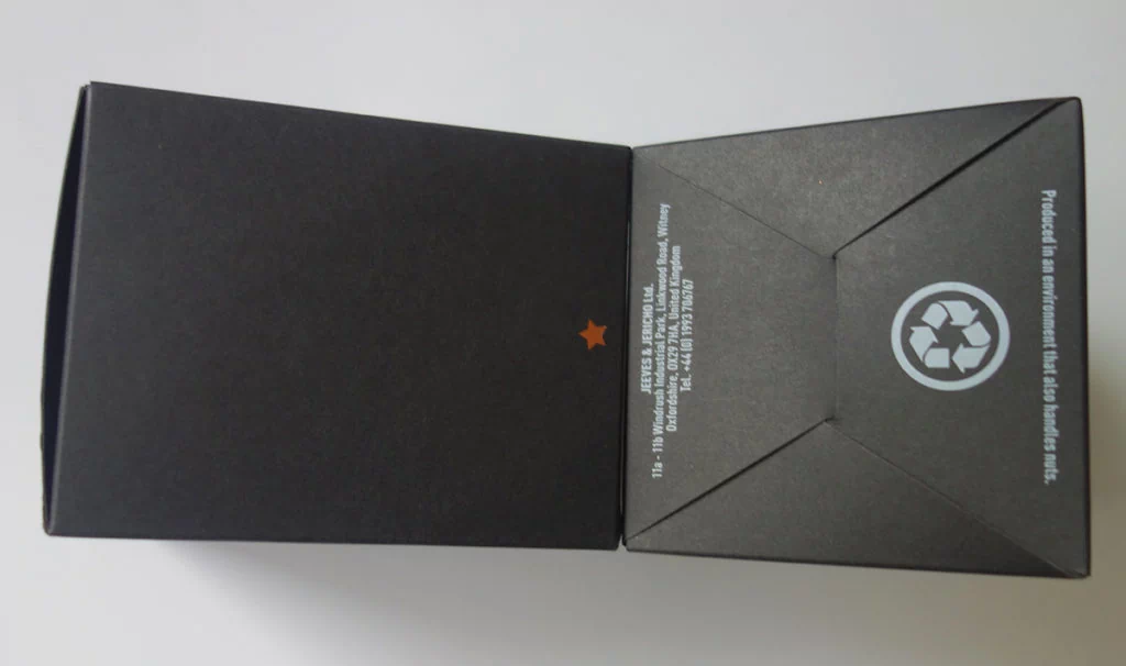 White color printing on the black paper box